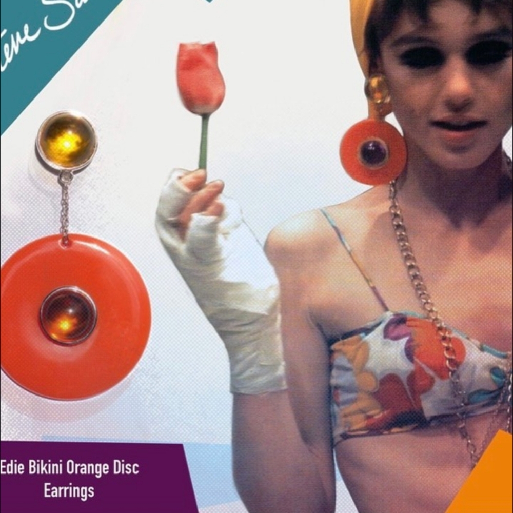 Edie Sedgwick inspired orange disc earrings